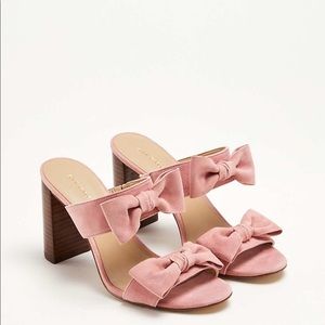 NWT Ann Taylor Janie Suede Bow Heeled Sandal
